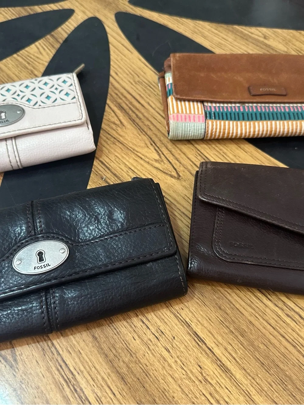 Fossil leather badge folding